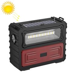  DV-690 Đỏ – Loa Bluetooth năng lượng mặt trời, đèn LED kép cực sáng, FM, TF/USB 
