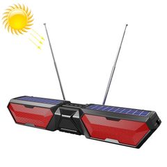  Loa Bluetooth DV-880 Đỏ – Năng lượng mặt trời, FM, loa đôi 5W 