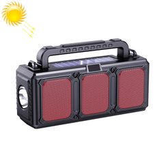 DV-860 Đỏ – Loa Bluetooth kiêm đèn pin năng lượng mặt trời, FM & thẻ nhớ 