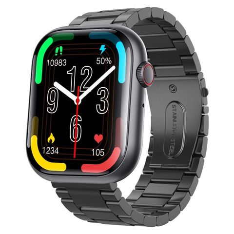 F70 Black 3-bead Steel – Đồng hồ 2,1 inch, Cuộc gọi Bluetooth & Giám sát sức khỏe