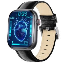  F70 Black Leather – Đồng hồ 2,1 inch, Nhịp tim, huyết áp, giấc ngủ & Chế độ thể thao 