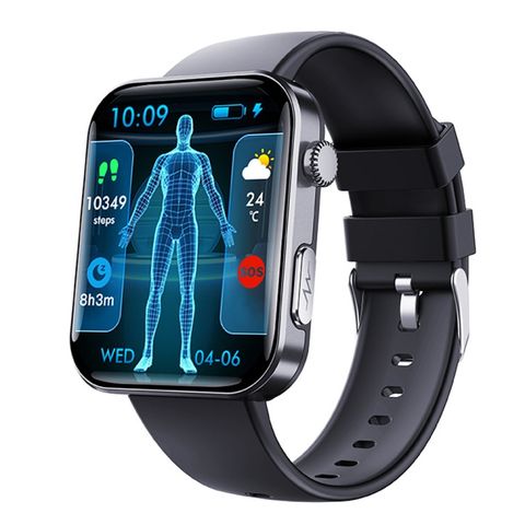 Đồng hồ thông minh F300 Black Silicone 2,1 inch – Hỗ trợ cuộc gọi Bluetooth/ECG/Phân tích thành phần máu