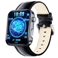  Đồng hồ thông minh F300 Black Leather 2,1 inch – Hỗ trợ cuộc gọi Bluetooth/ECG/Phân tích thành phần máu 