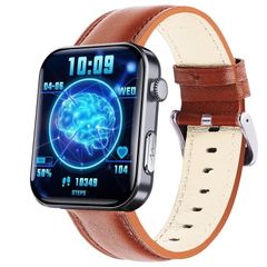  Đồng hồ thông minh F300 Black Brown Leather 2,1 inch – Hỗ trợ cuộc gọi Bluetooth/ECG/Phân tích thành phần máu 