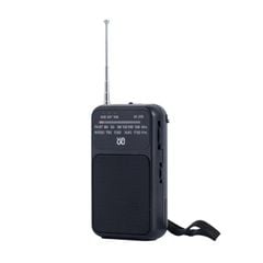  Đài FM cầm tay mini W-209 Đen – Radio băng tần kép, sạc lại, có đèn pin 