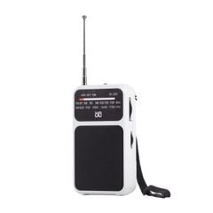  Đài FM cầm tay mini W-209 Trắng – Radio băng tần kép, sạc lại, có đèn pin 
