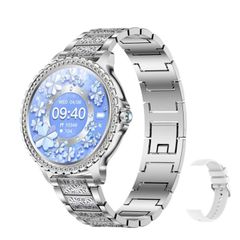  Đồng hồ thông minh thể thao Bluetooth AI – Silver Rough Steel Strap + Gray Silicone Strap 