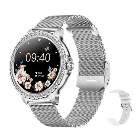 Đồng hồ thông minh thể thao Bluetooth AI – Silver Mesh Strap + Silicone Strap