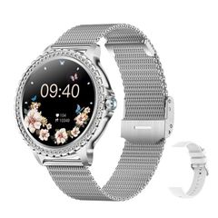  Đồng hồ thông minh thể thao Bluetooth AI – Silver Mesh Strap + Silicone Strap 