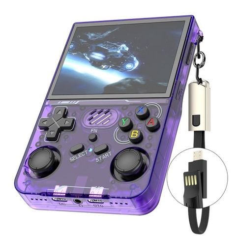 Máy chơi game cầm tay R36XX Purple – WiFi băng tần kép, Màn hình IPS 3,5 inch, Linux 64G