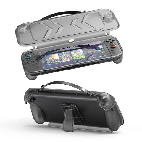 Ốp bảo vệ toàn thân cho Nintendo Switch 2 Grey – TPU + ABS, có chân đế & quai xách