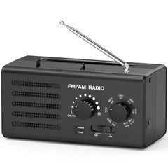  Máy nghe radio FM/AM băng tần kép Đen – Đa năng, di động, tín hiệu mạnh 