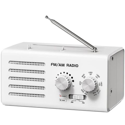 Máy nghe radio FM/AM băng tần kép Trắng – Đa năng, di động, tín hiệu mạnh