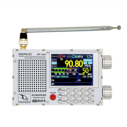 DEEPELEC DP-666 Trắng – Đài FM cảm ứng, màn hình LCD IPS, độ nhạy cao