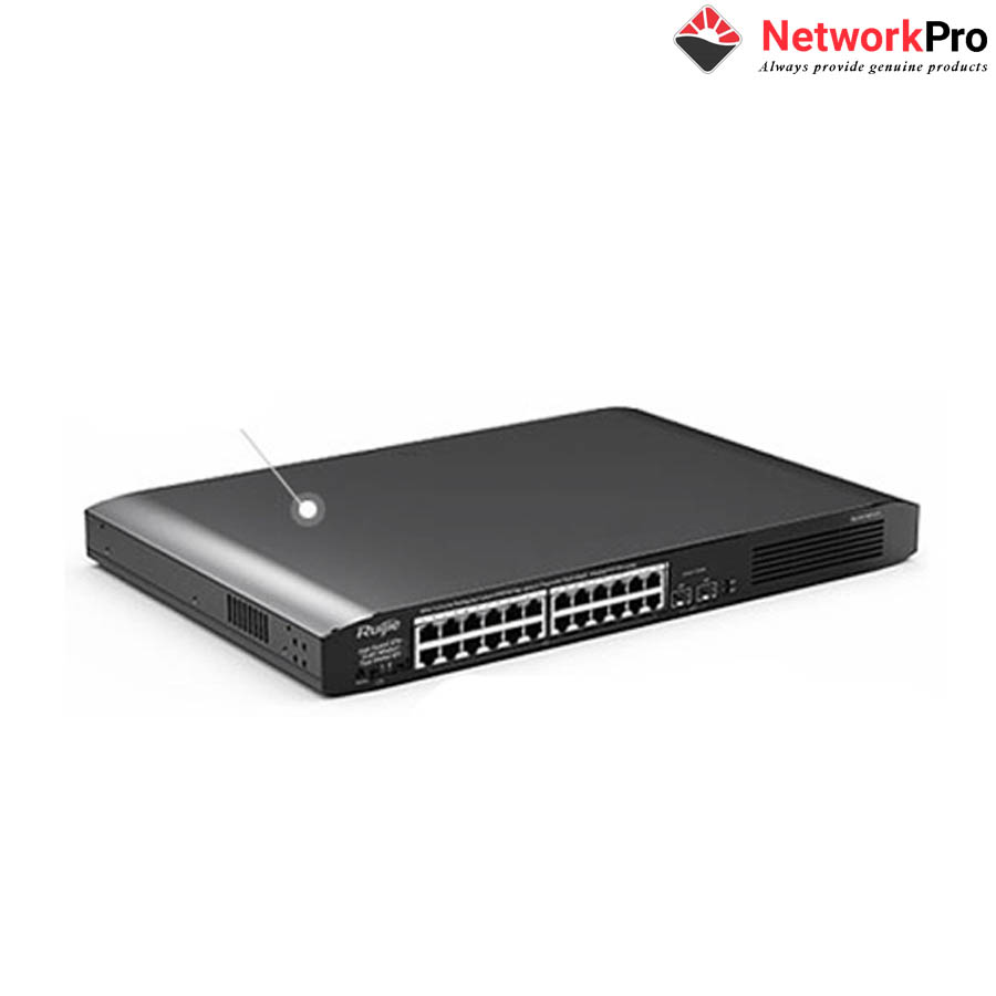 Switch Ruijie RG-ES126G-P-L 24 Ports | 24 Cổng PoE/PoE+ 370W, 02 Cổng SFP 1GE