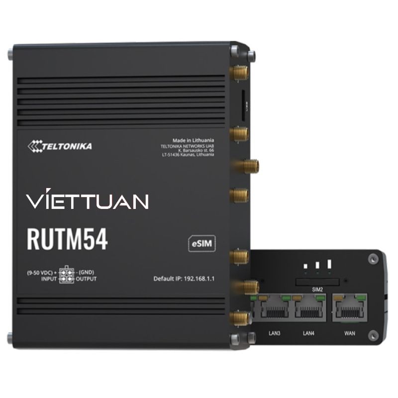 Teltonika RUTM54 5G Cellular Router, 5 GbE Ports, WiFi, GPS, Telit Modem