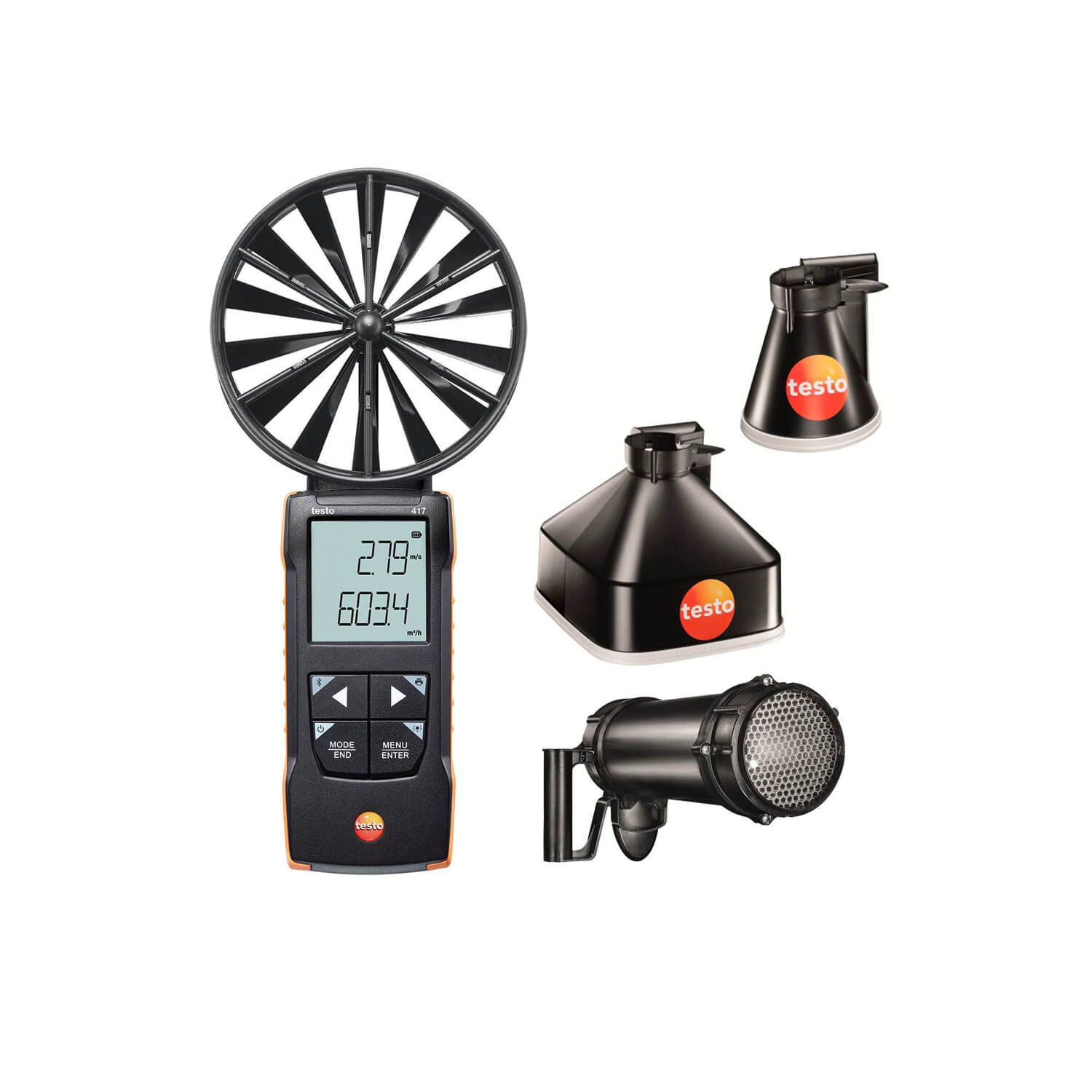 Ảnh minh họa testo 417 Kit 2 – Máy đo vận tốc gió với bộ phễu và bộ nắn dòng khí 1