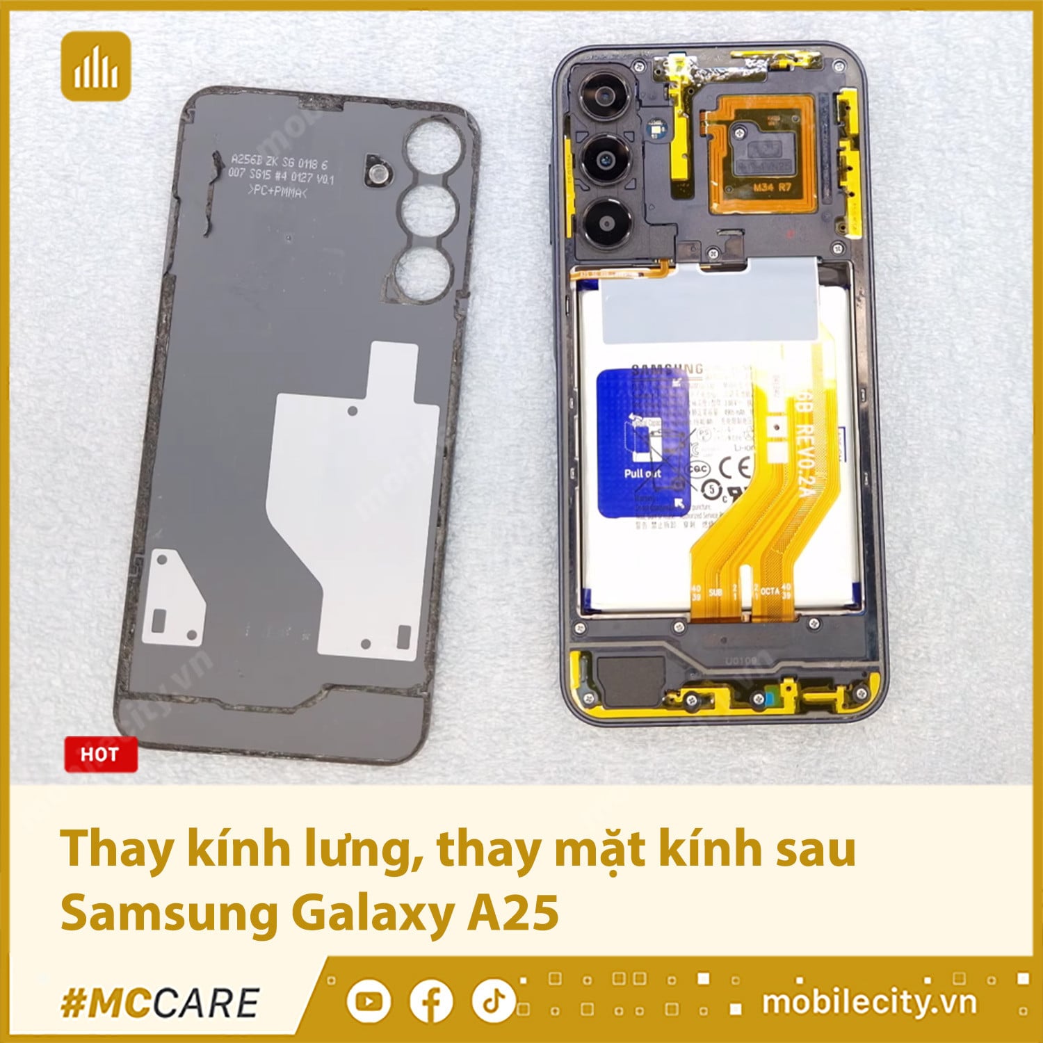 Thay kính lưng, thay mặt kính sau Samsung Galaxy A25