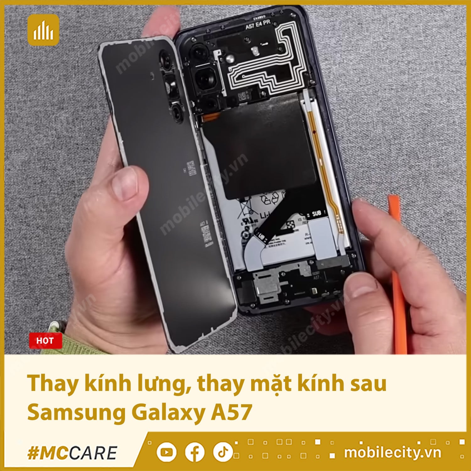 Thay kính lưng, thay mặt kính sau Samsung Galaxy A57