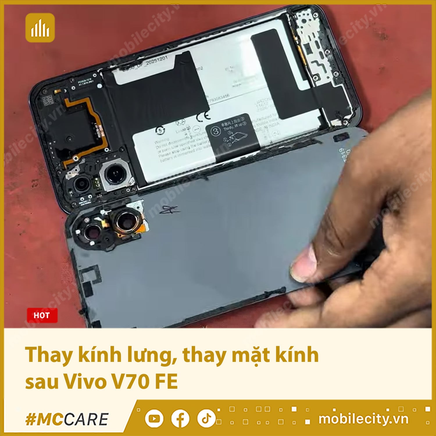 Thay kính lưng, thay mặt kính sau Vivo V70 FE