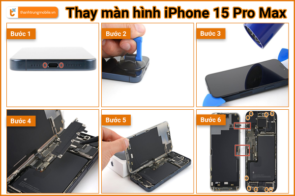 Ảnh minh họa Thay màn hình iPhone 15 Pro Max (A3106, A2849, A3105, A3108) 1