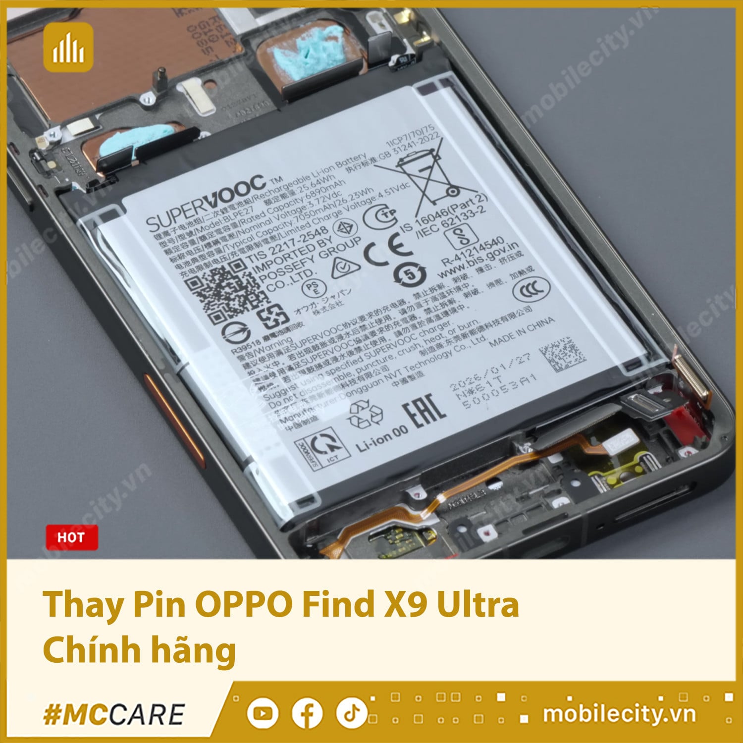 Thay Pin OPPO Find X9 Ultra Chính hãng