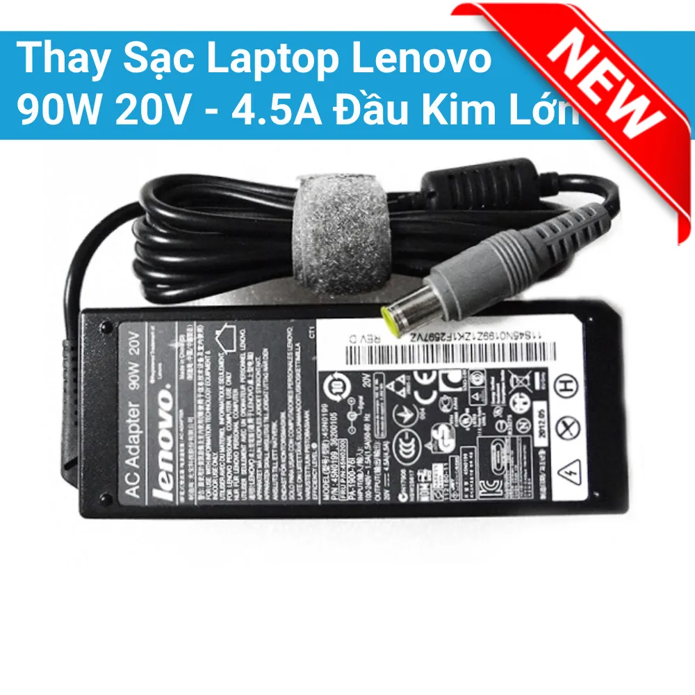 Thay Sạc Laptop Lenovo 90W 20V – 4.5A Đầu Kim Lớn Zin