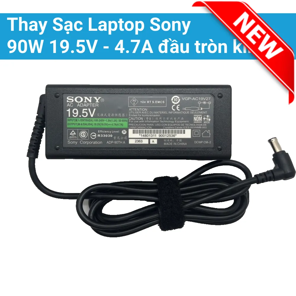 Thay Sạc Laptop Sony 90W 19.5V – 4.7A đầu tròn kim
