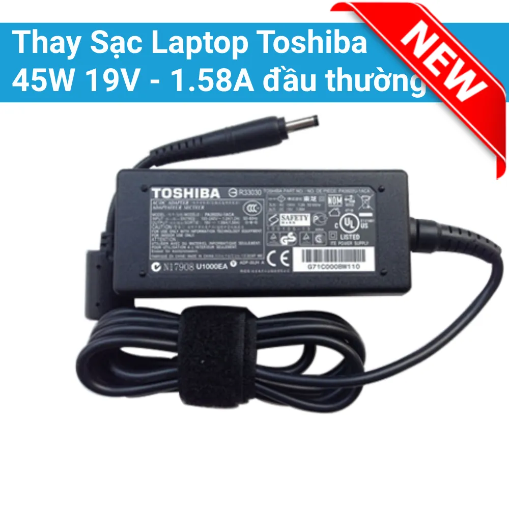 Thay Sạc Laptop Toshiba 45W 19V – 1.58A đầu thường