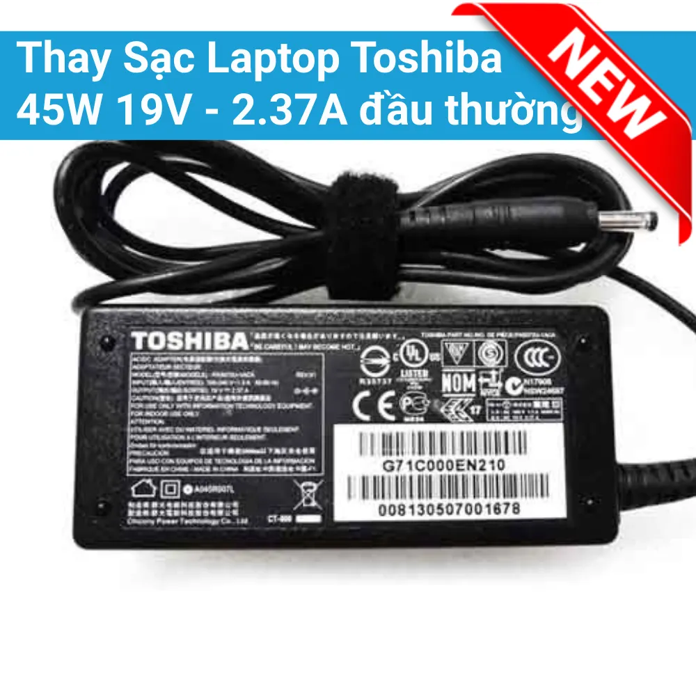 Thay Sạc Laptop Toshiba 45W 19V – 2.37A đầu thường