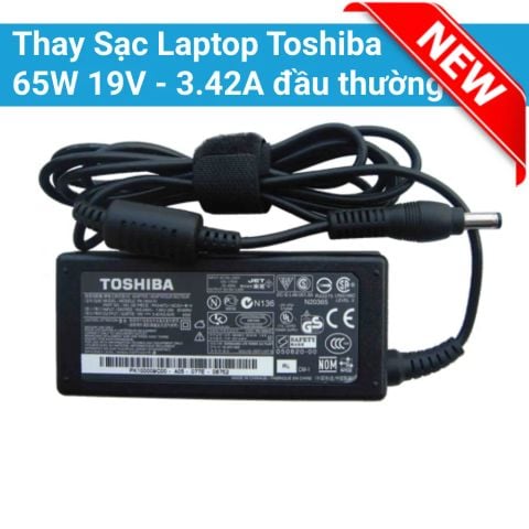 Thay Sạc Laptop Toshiba 65W 19V – 3.42A đầu thường