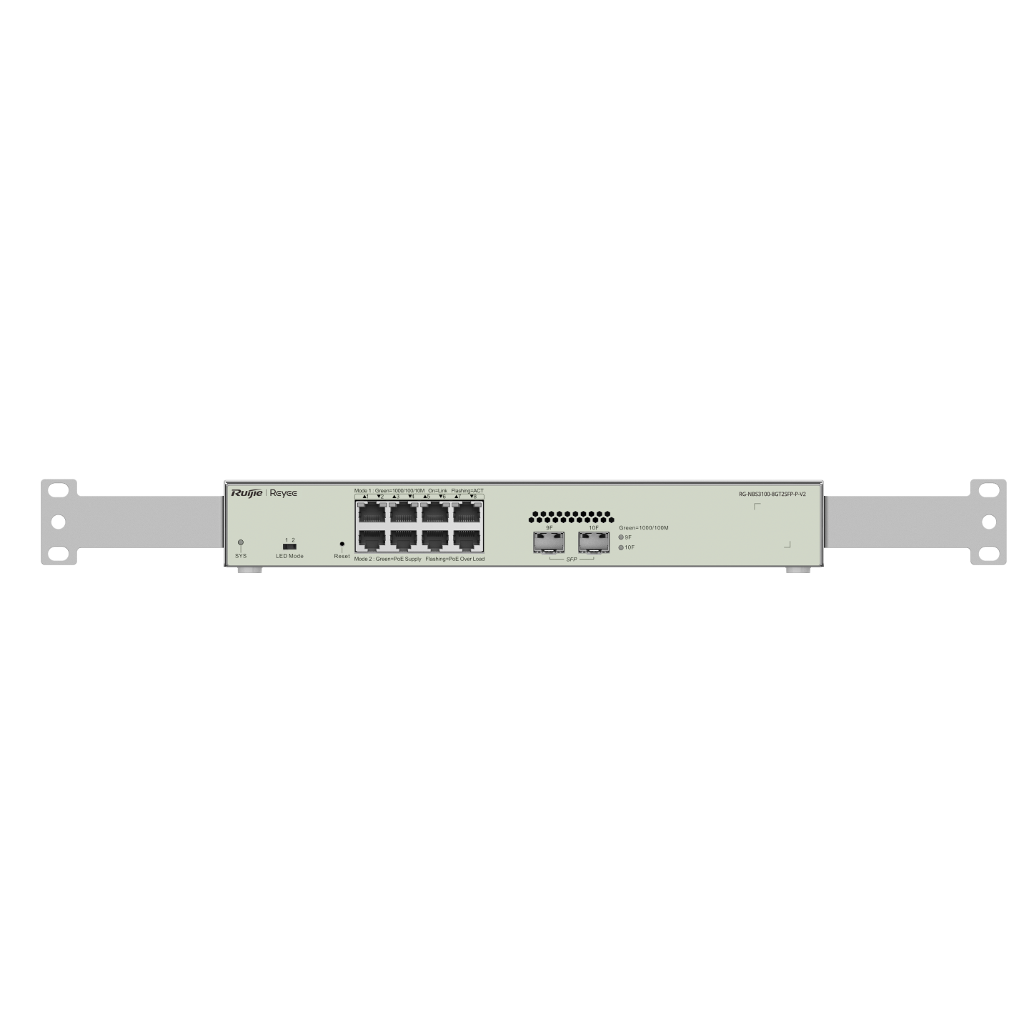 RG-NBS3100-8GT2SFP-P-V2, Thiết bị chuyển mạch PoE 10 cổng Gigabit Lớp 2 được Quản lý trên Cloud