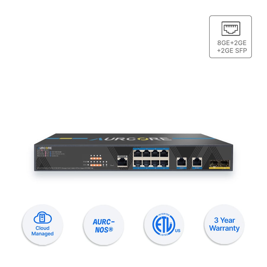 Thiết bị Switch doanh nghiệp Aurcore AES2001 8 x GE | 2 x GE | 2 x GE SFP