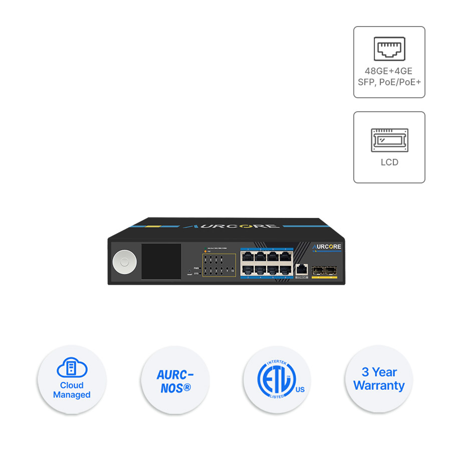 Thiết bị Switch doanh nghiệp Aurcore AES2010P 8 x GE | 2 x GE SFP (LCD)