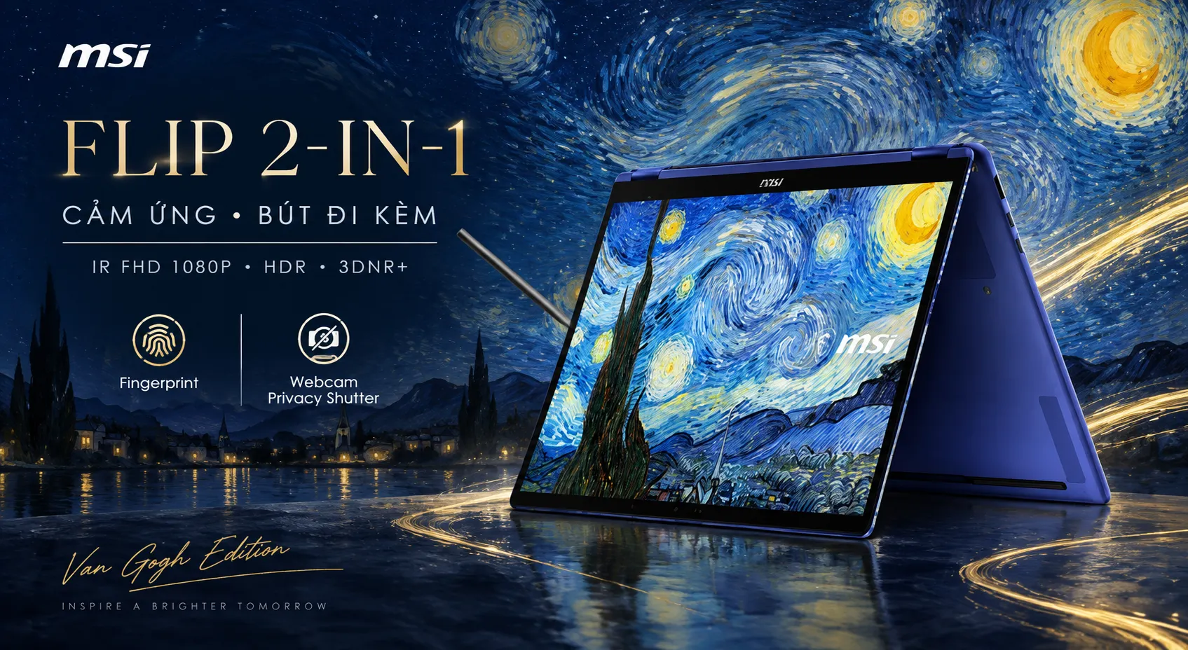 Laptop MSI Prestige 14 Flip AI+ Vincent van Gogh Edition - The Starry Night 14T235-259VN
