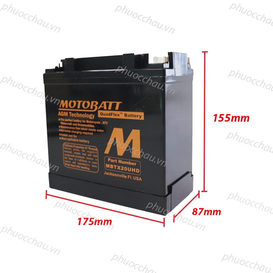 Ảnh minh họa Ắc quy xe moto phân khối lớn MOTOBATT MBTX20UHD 12V - 22AH, thương hiệu Mỹ, dùng cho xe HARLEY-DAVIDSON 2