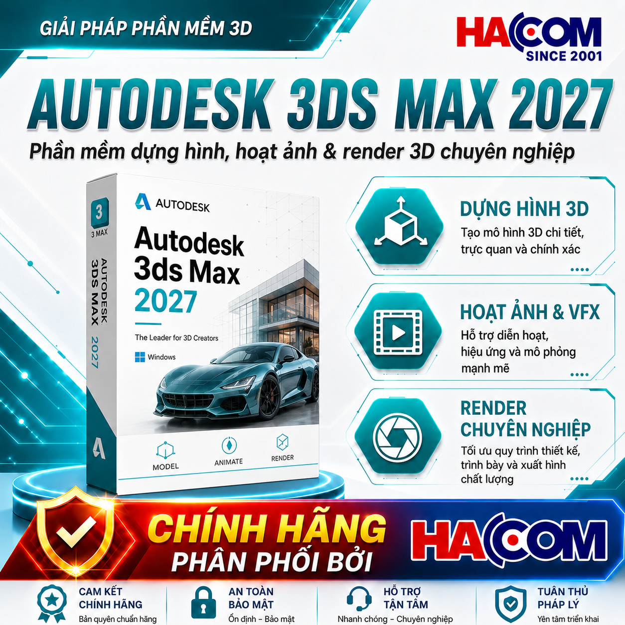 Phần Mềm Autodesk 3ds Max 2027 Commercial 128S1-WW3740-L562 (1 người dùng / 12 tháng)
