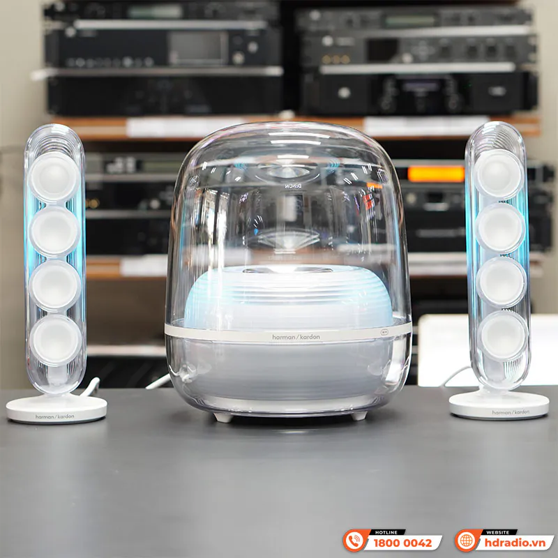Ảnh minh họa Loa Harman Kardon SoundSticks 5 Wi-Fi, 190W RMS, Bass 13cm, Bluetooth 6.0, AirPlay, Google Cast, Spotify Connect, Đèn LED nháy theo nhạc 2