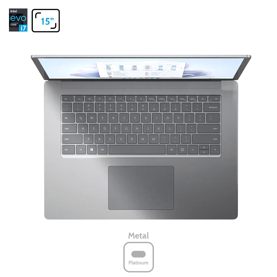 Ảnh minh họa Surface Laptop 5 15″ Platinum + Black Intel Evo 12th Core i7 Ram 8Gb SSD 512GB New 2