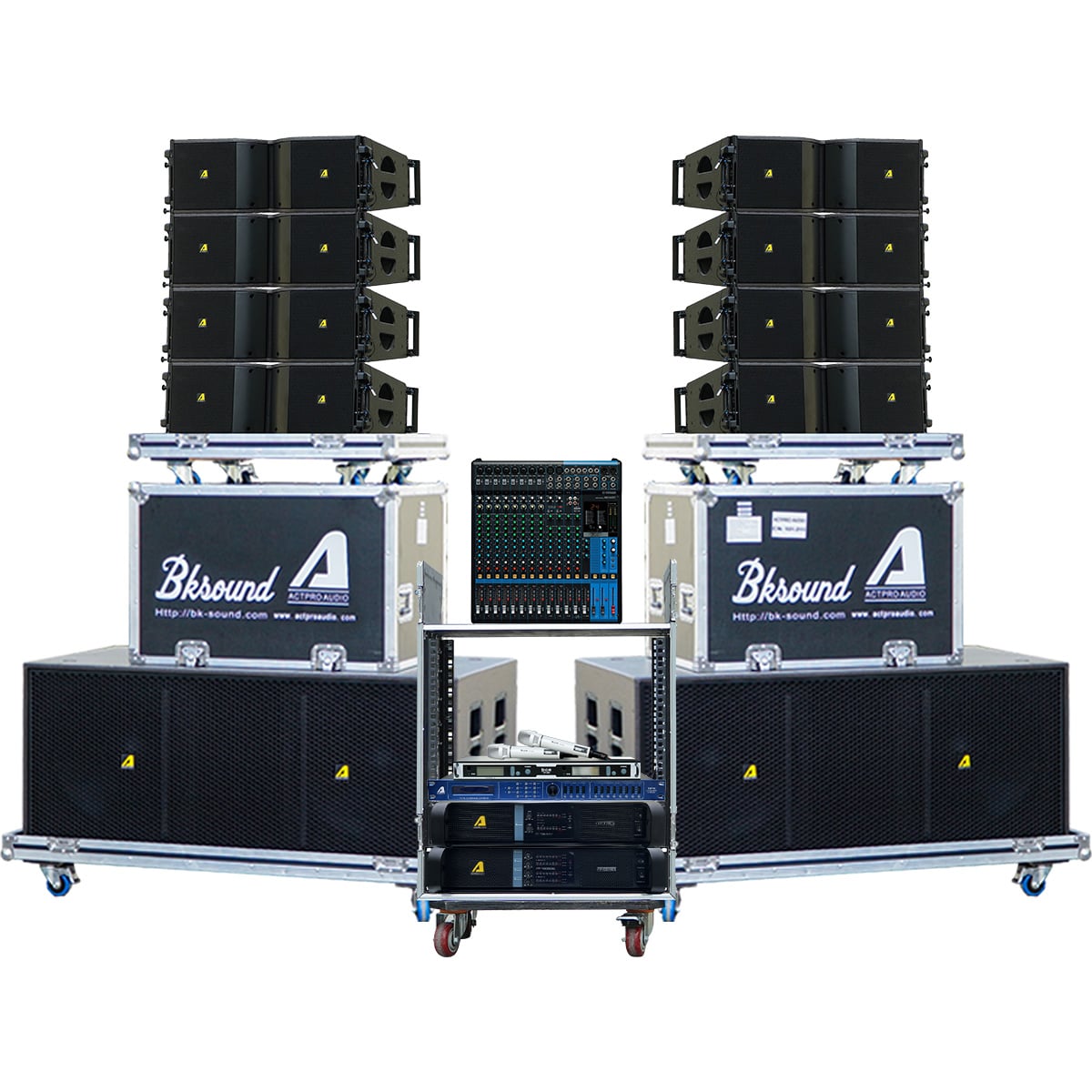 Dàn Line Array Passive Actpro DA03 (8 Full Array Bass Đôi 25 HQL 210 + 2 Sub Hơi Bass Đôi 50 + 2 Đẩy...)