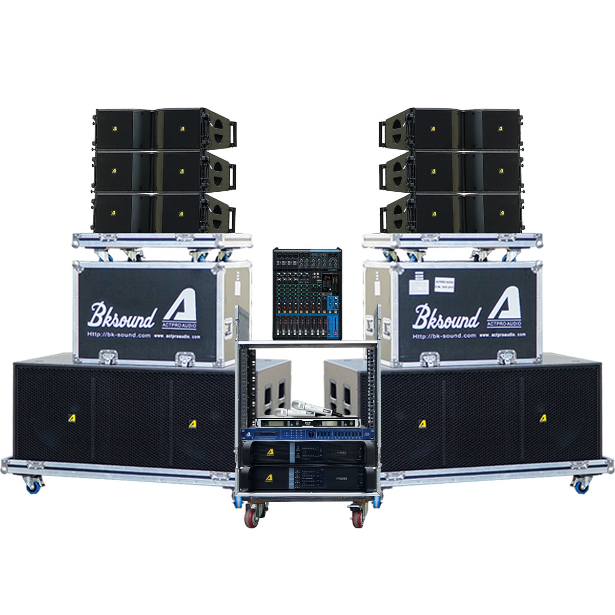 Dàn Line Array Passive Actpro DA04 (6 Full Array Bass Đôi 25 HQL 210 + 2 Sub Hơi Bass Đôi 50 + 2 Đẩy...)