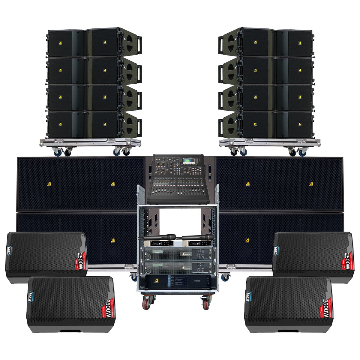 Dàn Line Array Passive Actpro DA06 (8 Full Array Bass Đôi 30 HQL 212 + 4 Sub Hơi Bass Đôi 50 + 3 Đẩy...)