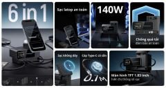  Trạm sạc Cuktech 15 6 in 1 màn hình Ultra GaN 140W TA1406U 