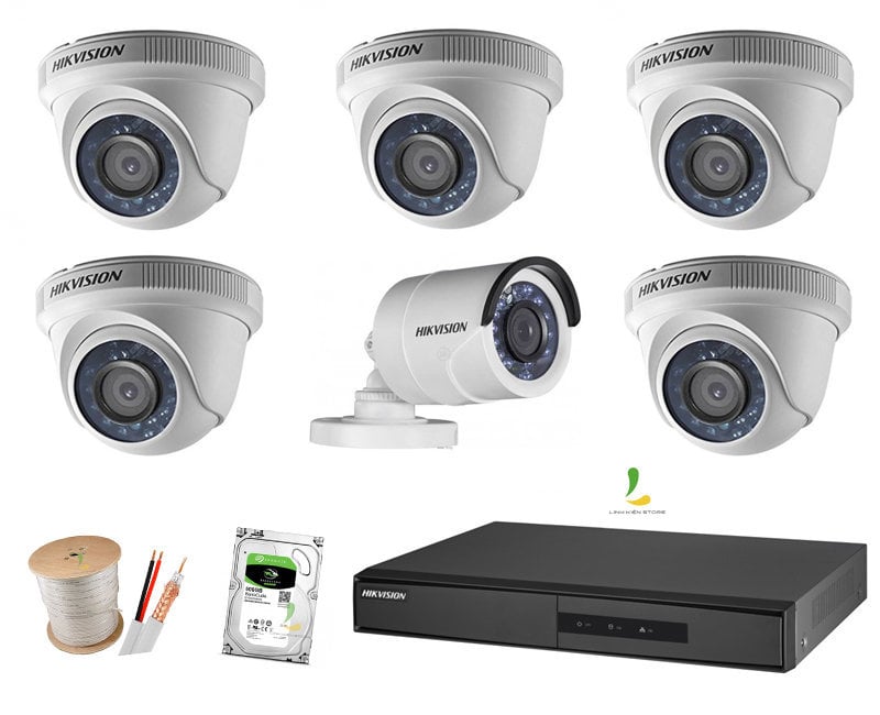 Ảnh minh họa Trọn bộ 6 camera gia đình Hikvision 1080P trong nhà và ngoài trời 1