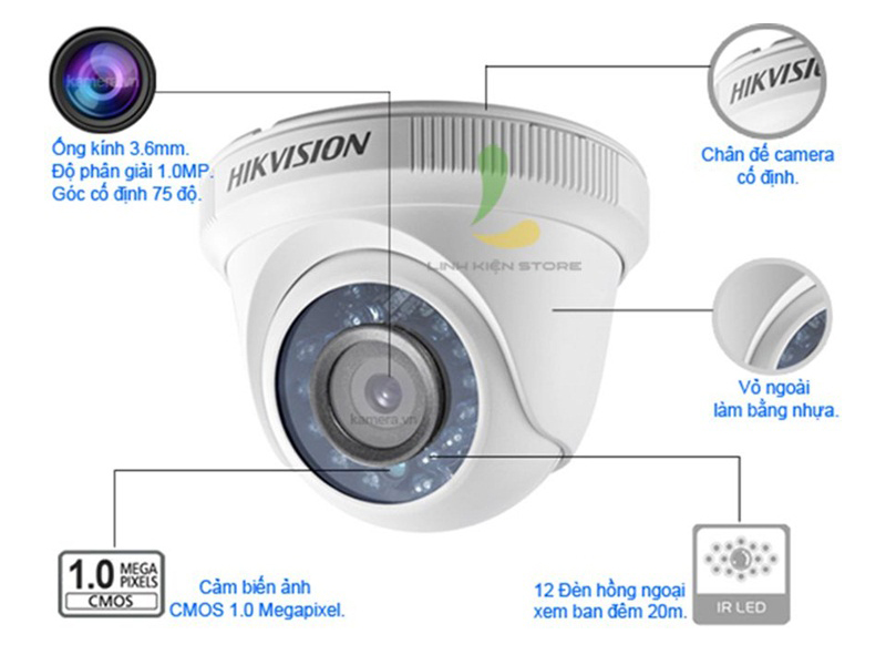 Ảnh minh họa Trọn bộ 6 camera gia đình Hikvision 720P trong nhà và ngoài trời 1