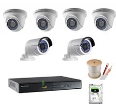  Trọn bộ 6 camera gia đình Hikvision 720P trong nhà và ngoài trời 