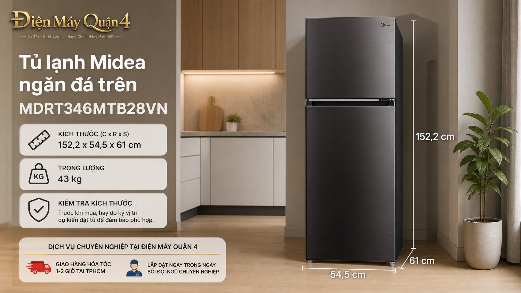 Ảnh minh họa Tủ lạnh 2 cánh Midea 236 lít MDRT346MTB28VN 1