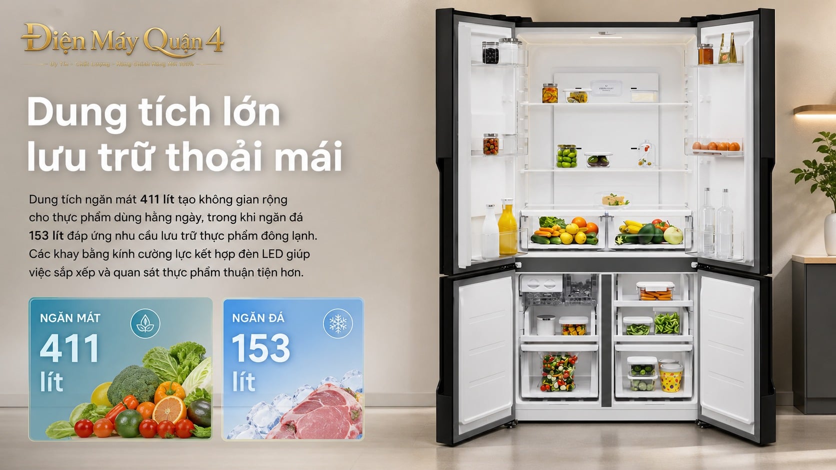 Ảnh minh họa Tủ lạnh Electrolux 4 cánh Serie 700 564 lít EQE5700B-B 2
