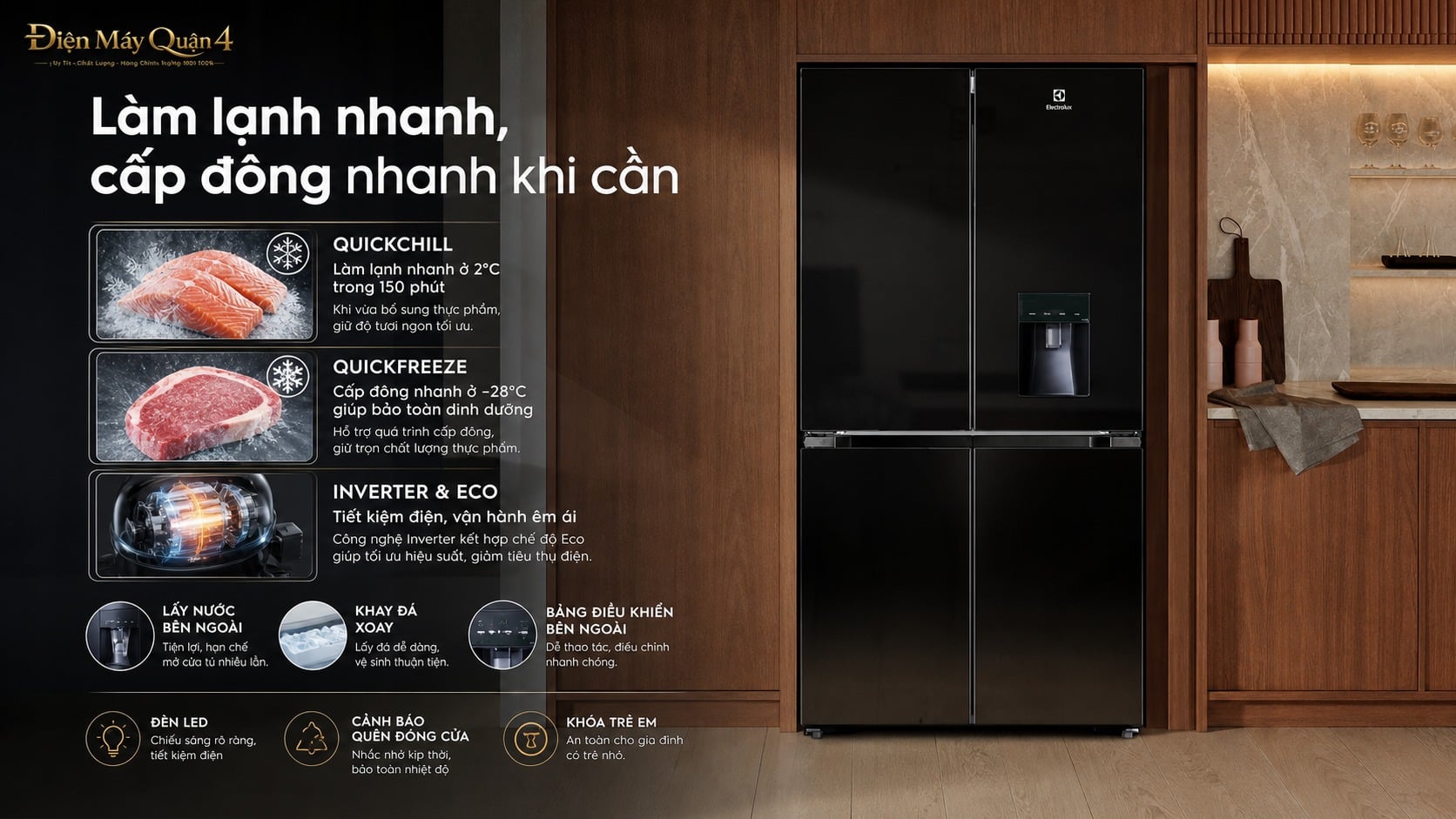 Ảnh minh họa Tủ lạnh Electrolux 4 cánh Serie 800 495 lít EQE4955A-B 2