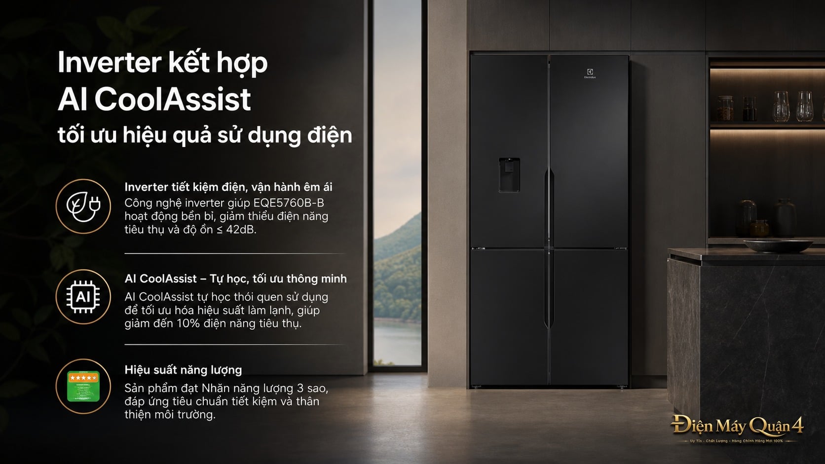 Ảnh minh họa Tủ lạnh Electrolux 4 cánh Serie 800 562 lít EQE5760B-B 1